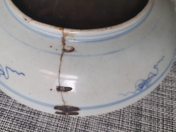 古玩陶瓷乾隆萬壽紋青花盤標本拍賣,當前價格1111元