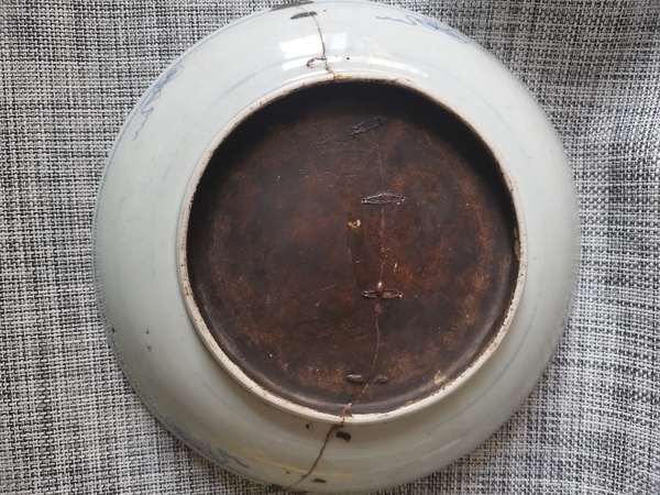 古玩陶瓷乾隆萬壽紋青花盤標本拍賣,當前價格1111元