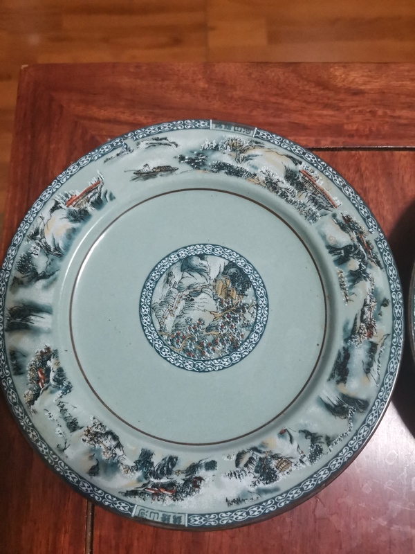 古玩陶瓷出口創匯期山水紋盤拍賣,當前價格460元