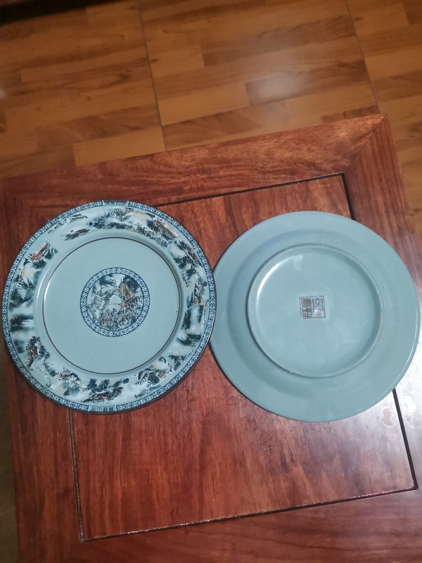 古玩陶瓷出口創匯期山水紋盤拍賣,當前價格460元