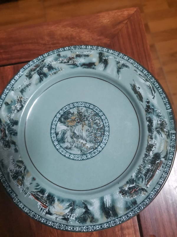 古玩陶瓷出口創匯期山水紋盤拍賣,當前價格460元