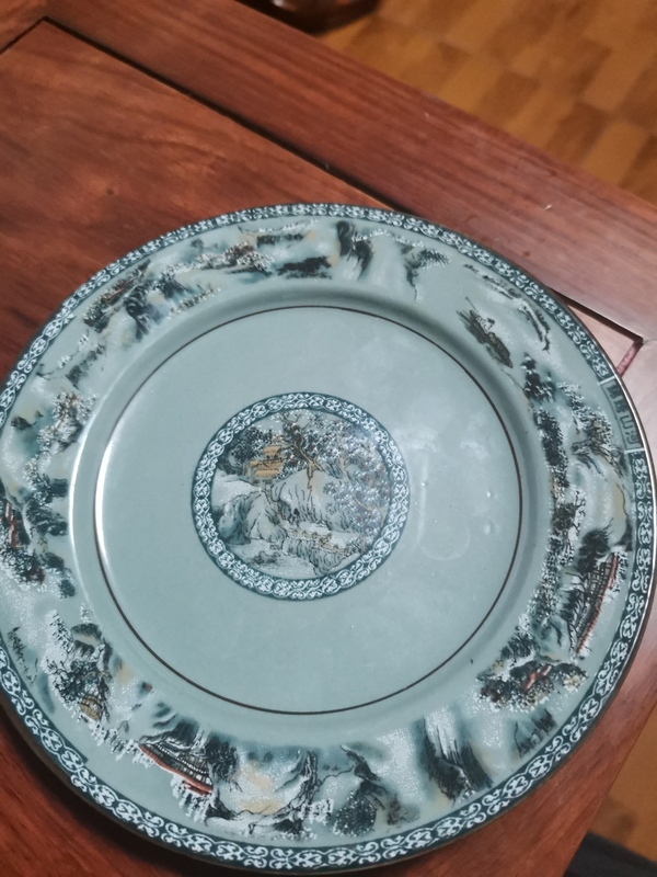 古玩陶瓷出口創匯期山水紋盤拍賣,當前價格460元