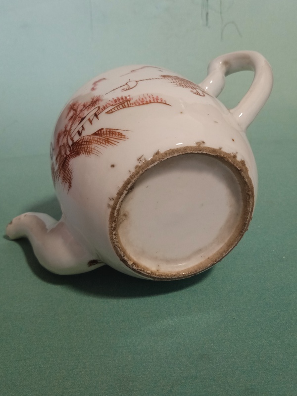 古玩陶瓷礬紅彩山水人物紋茶壺拍賣,當前價格399元