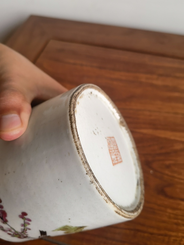 古玩陶瓷光緒粉彩花鳥紋蓋缸(把玩學習佳品)拍賣,當前價格450元