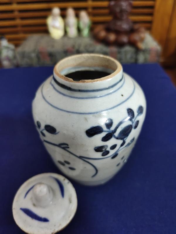 古玩陶瓷明晚期-青花花卉纹盖罐拍卖，当前价格1236元
