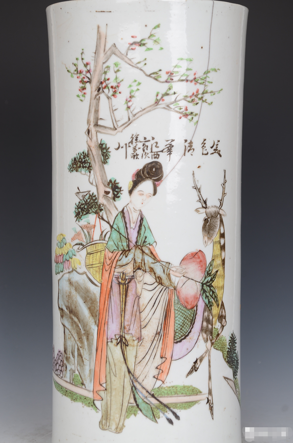 古玩陶瓷民國麻姑獻壽彩繪帽筒拍賣,當前價格1518元