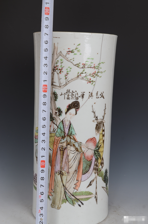 古玩陶瓷民國麻姑獻壽彩繪帽筒拍賣,當前價格1518元