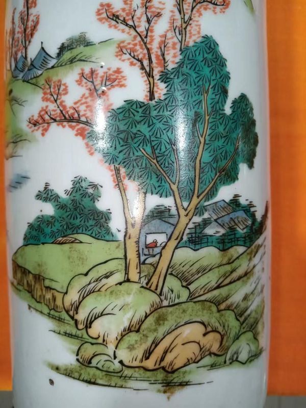古玩陶瓷民國粉彩山水帽筒拍賣,當前價格2280元