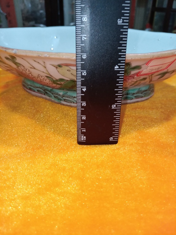古玩陶瓷清晚期粉彩花鳥紋供盤拍賣,當前價格1680元