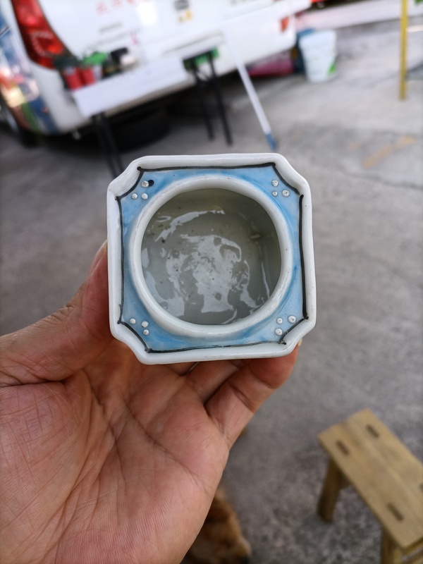 古玩陶瓷上世紀中期四方倭角描金彩繪水呈拍賣,當前價格300元