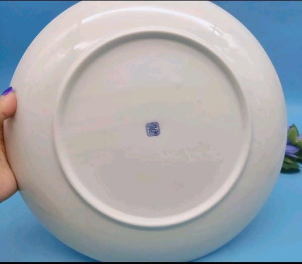 古玩陶瓷八十年代花鳥紋青花盤拍賣,當前價格450元