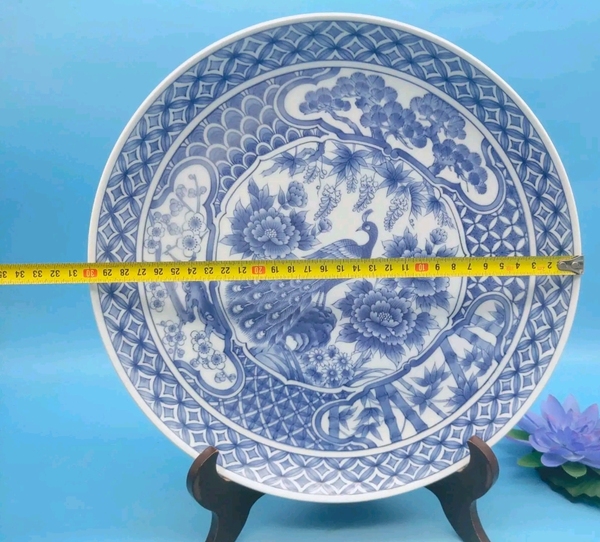 古玩陶瓷八十年代花鳥紋青花盤拍賣,當前價格450元