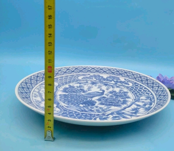 古玩陶瓷八十年代花鳥紋青花盤拍賣,當前價格450元