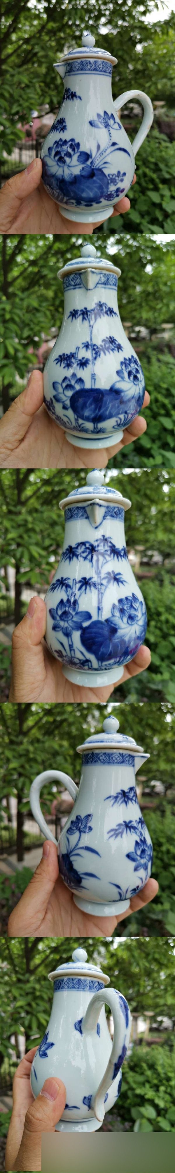 古玩陶瓷2388】清康熙 青花荷塘竹影奶杯一對拍賣,當前價格28000元