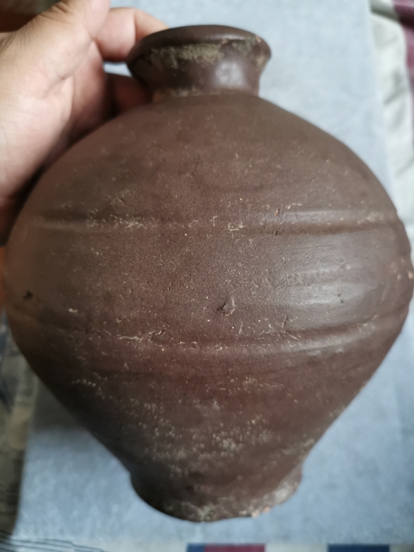 古玩陶瓷明代褐釉瓶梅瓶拍賣,當前價格1200元