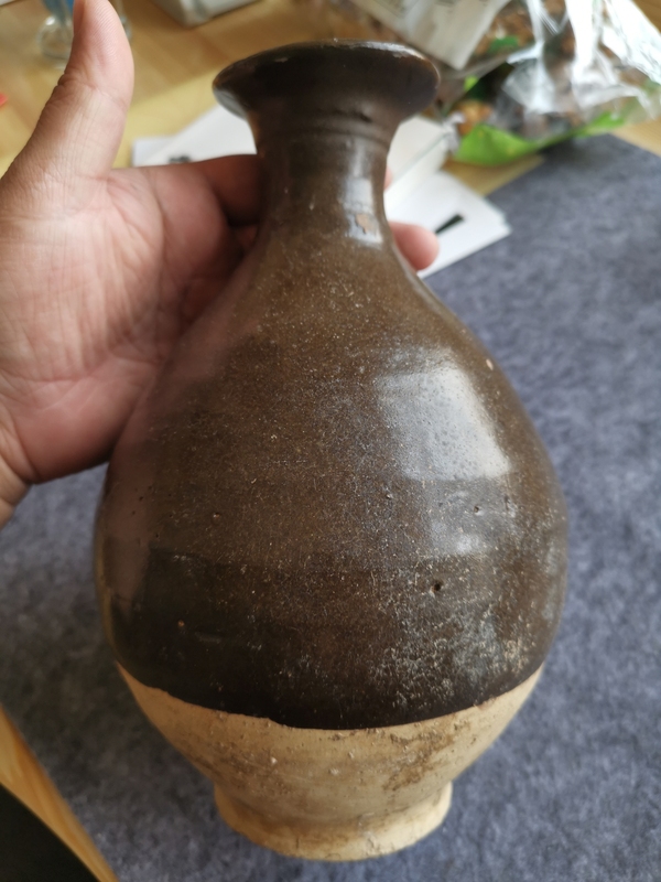古玩陶瓷明代磁州窯褐釉玉壺春瓶拍賣,當(dāng)前價(jià)格900元