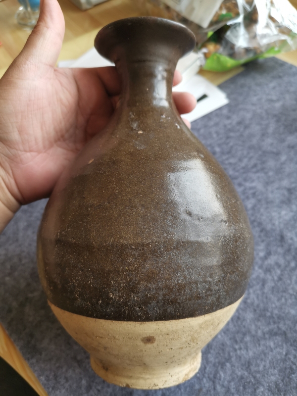 古玩陶瓷明代磁州窯褐釉玉壺春瓶拍賣,當(dāng)前價(jià)格900元