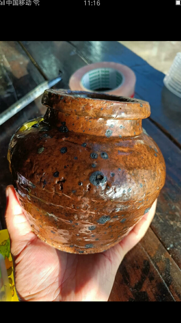 古玩陶瓷明末清初~火石紅釉蘋果蹲拍賣,當前價格388元