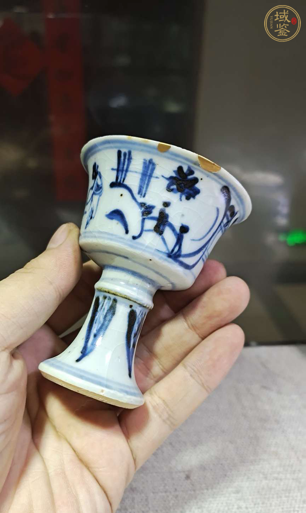 古玩陶瓷青花人物高足杯真品鑒賞圖