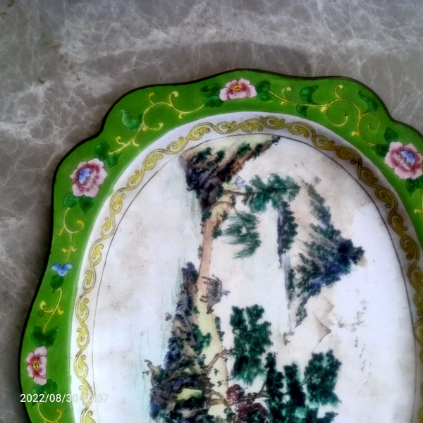 古玩陶瓷平臺鑒真銅胎畫琺瑯彩托盤拍賣,當(dāng)前價格666元
