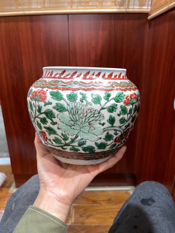 古玩陶瓷康熙五彩粥罐拍賣,當前價格26800元