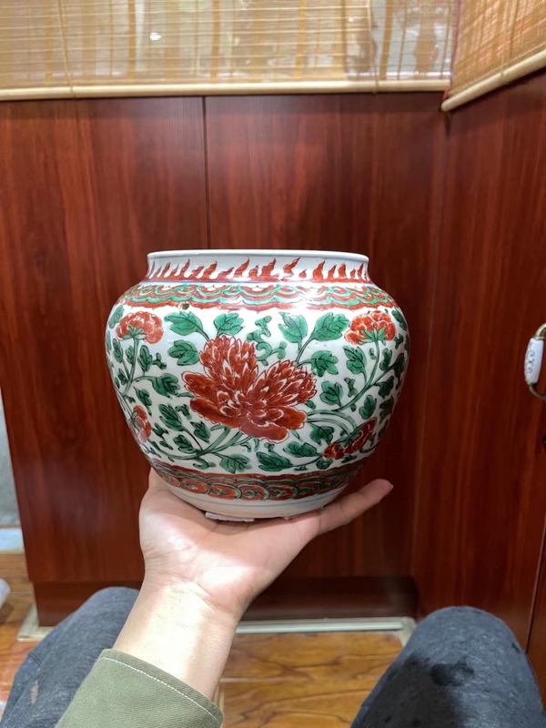 古玩陶瓷康熙五彩粥罐拍賣,當前價格26800元
