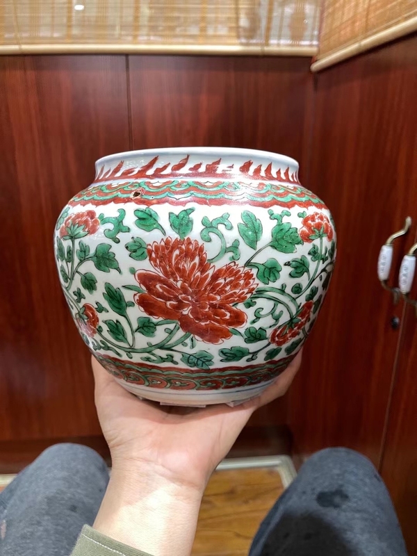 古玩陶瓷康熙五彩粥罐拍賣,當前價格26800元