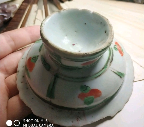 古玩陶瓷清代道光至咸豐花卉紋彩繪花口高足盤拍賣,當前價格1000元