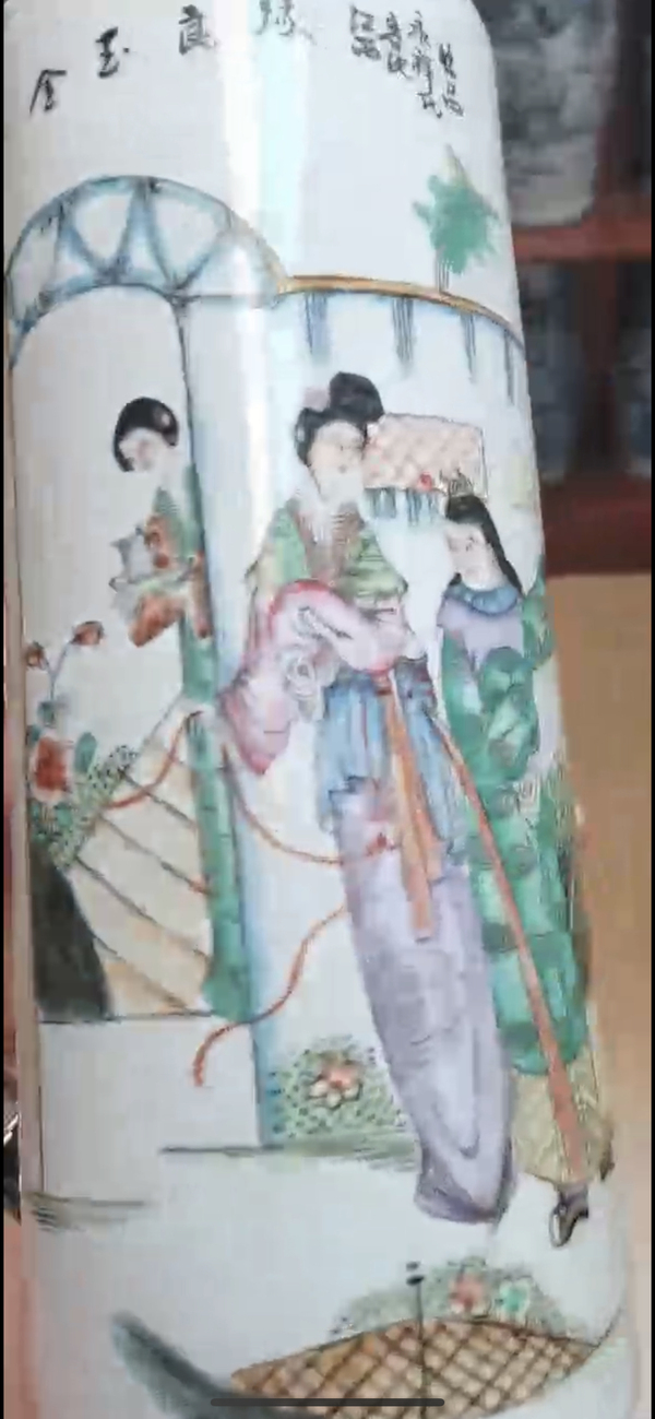 古玩陶瓷粉彩人物故事紋帽筒拍賣,當(dāng)前價格2000元