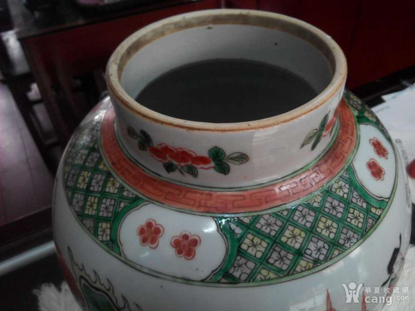 古玩陶瓷晚清五彩三國人物將軍罐拍賣,當前價格18888元