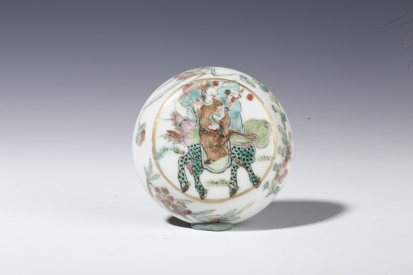 古玩陶瓷晚清·粉彩描金人物纹粉盒拍卖，当前价格1780元