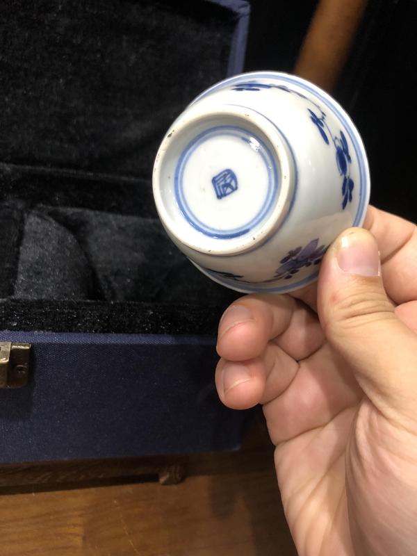 古玩陶瓷青花三多花卉主人杯一對拍賣,當前價格7000元
