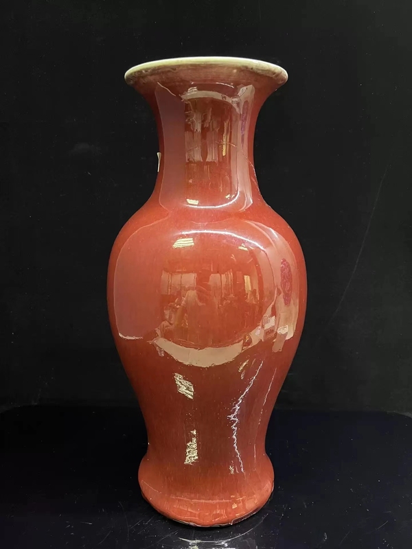 古玩陶瓷晚清紅釉觀音瓶拍賣,當前價格6999元