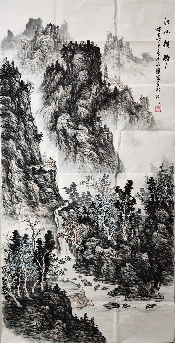 古玩轉(zhuǎn)賣中國美術(shù)家協(xié)會會員 教授 高永謙《江山攬勝》拍賣，當前價格680元