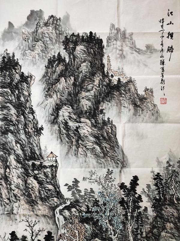 古玩字畫中國美術(shù)家協(xié)會會員 教授 高永謙《江山攬勝》拍賣，當(dāng)前價格16999元