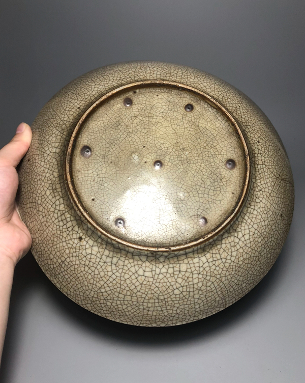 古玩陶瓷清代乾隆景德鎮窯口哥釉七星盤拍賣,當前價格4888元