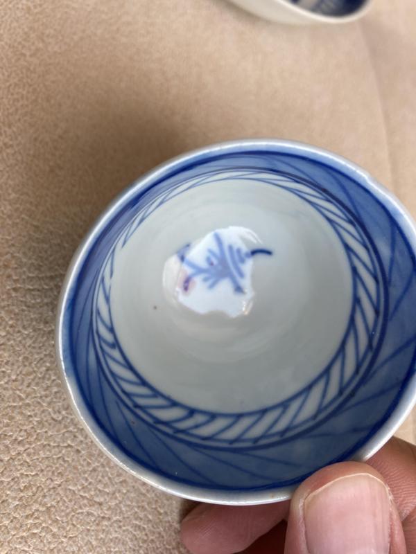 古玩陶瓷清中樓臺亭閣山水紋青花杯盤拍賣，當前價格1388元