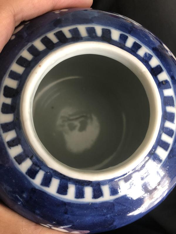古玩陶瓷晚清民國萃亭武城堂款青花留白梅紋罐拍賣,當前價格2000元