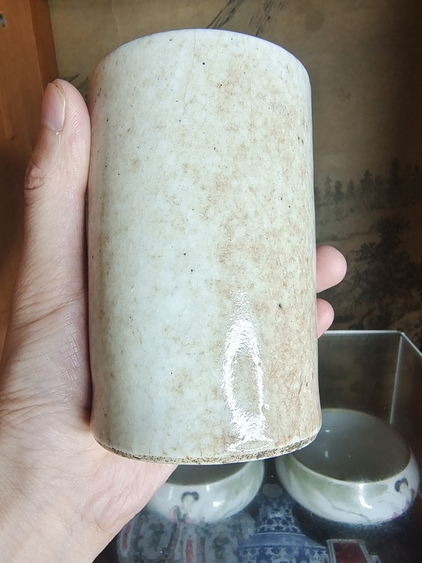 古玩陶瓷晚清哥釉地青花山水紋筆筒拍賣,當前價格1680元