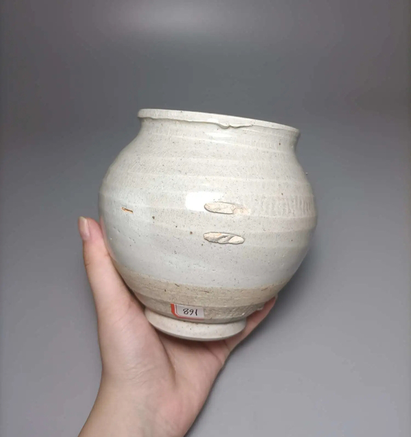 古玩陶瓷青白釉弦紋茶入拍賣,當前價格688元