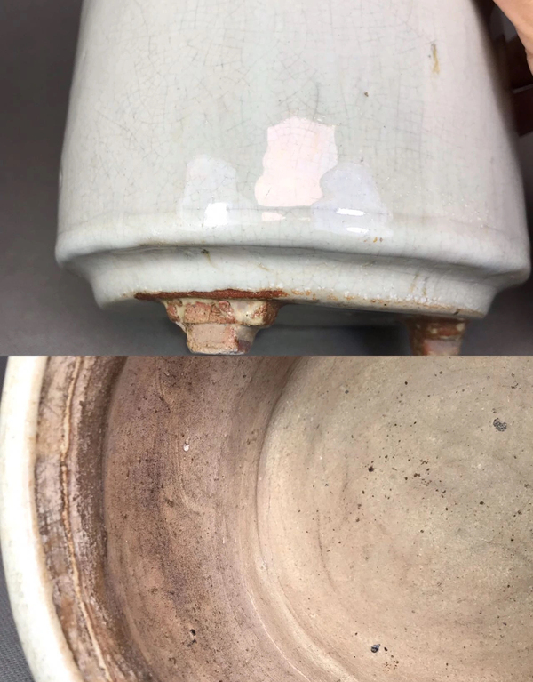 古玩陶瓷窯變哥釉三足筒式大香爐拍賣,當前價格1888元