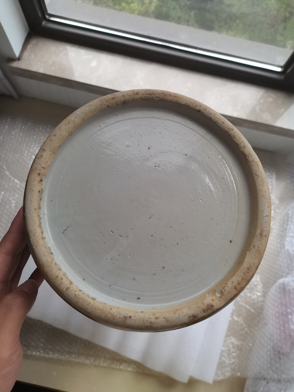 古玩陶瓷晚清花鳥紋青花雙耳盤口瓶拍賣，當前價格3800元