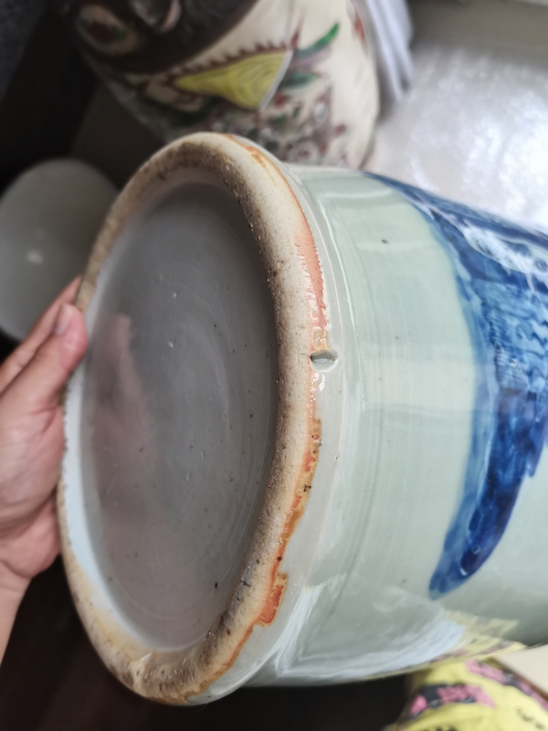 古玩陶瓷晚清花鳥紋青花雙耳盤口瓶拍賣，當前價格3800元
