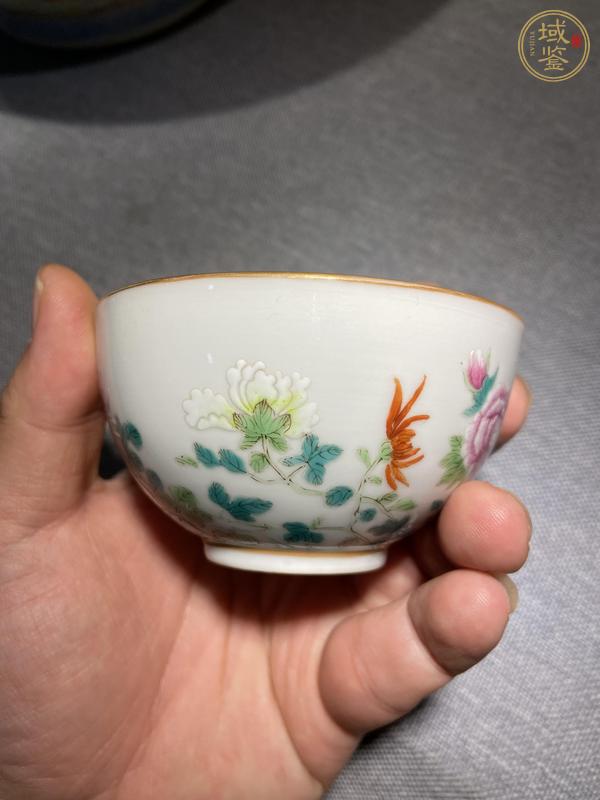 古玩陶瓷粉彩花卉把杯真品鑒賞圖