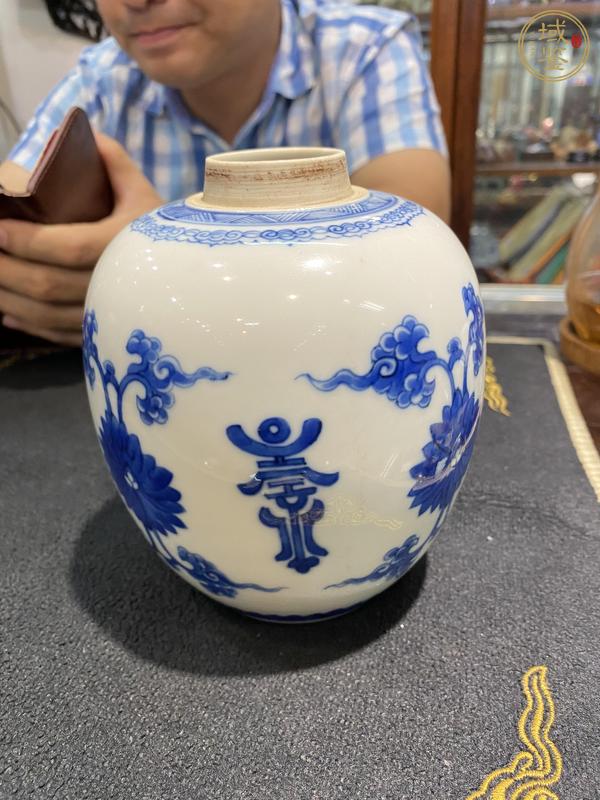 古玩陶瓷青花花肩壽字紋罐真品鑒賞圖