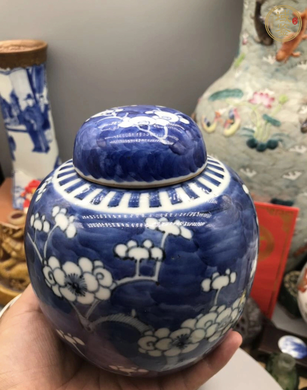 古玩陶瓷青花冰梅圖蓋罐真品鑒賞圖