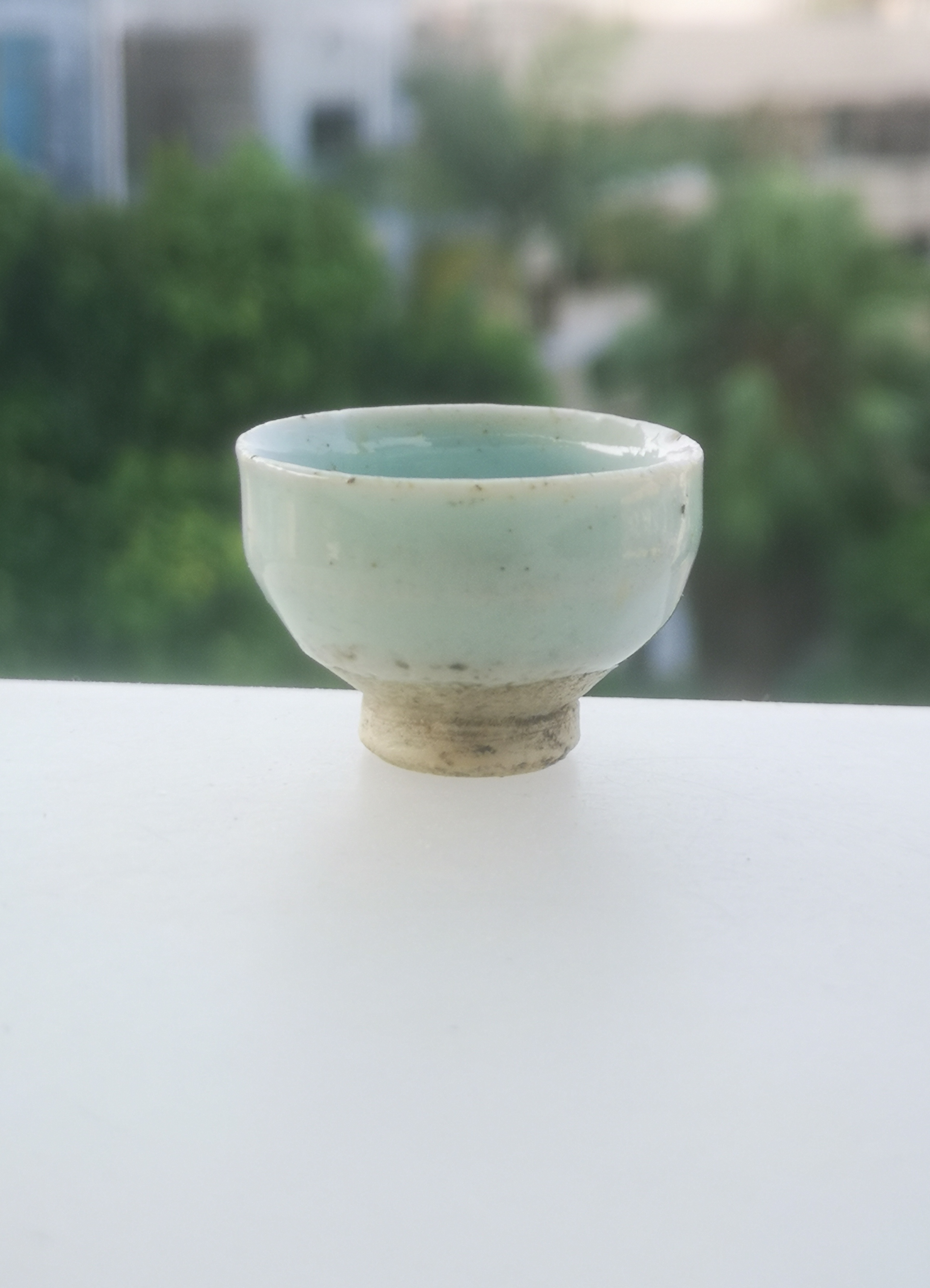 茶碗の一覧骨董　影青　青白磁　線文　茶碗