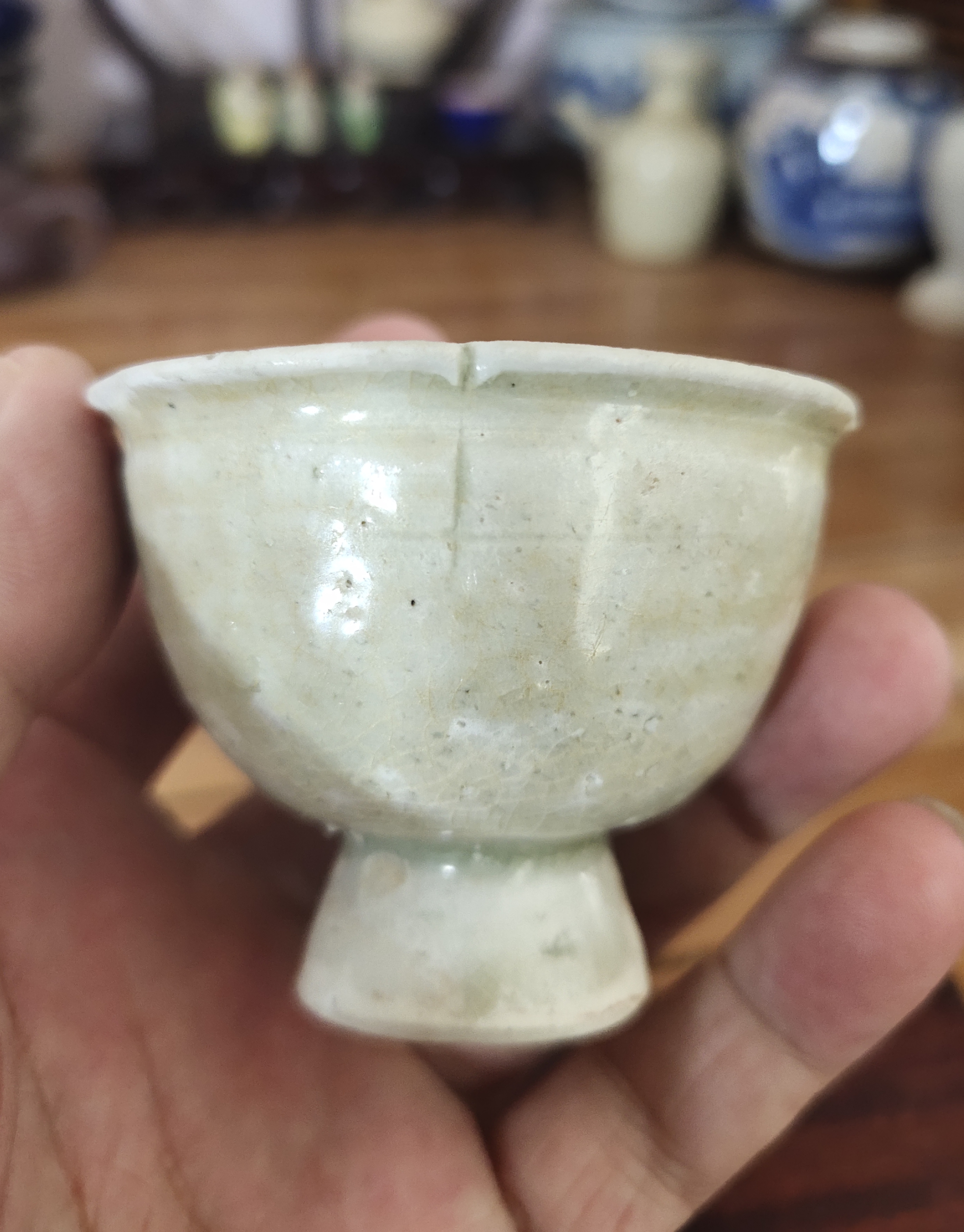 域鉴古玩】宋-青白釉高足花口杯拍卖价格/图片/值多少钱