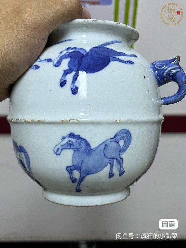 古玩陶瓷青花駿馬尊真品鑒賞圖