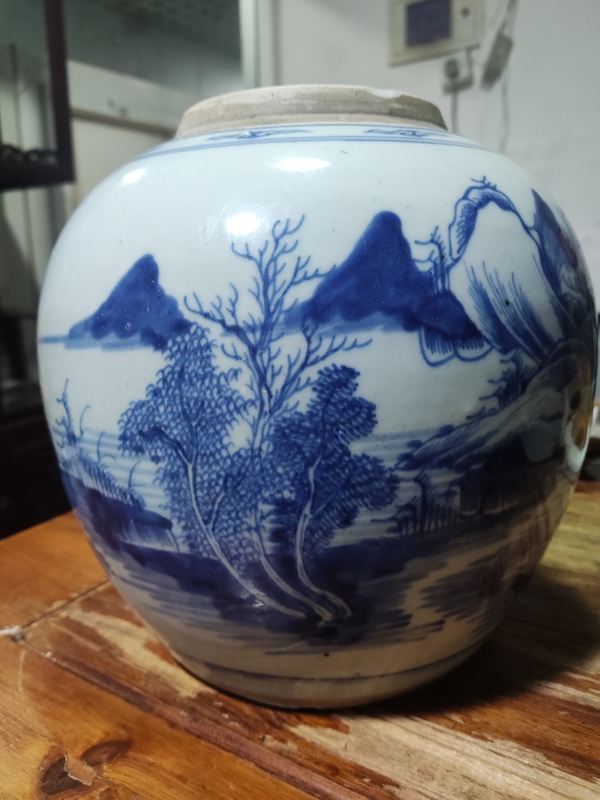 古玩陶瓷清代乾隆山水紋青花罐拍賣,當(dāng)前價(jià)格4688元